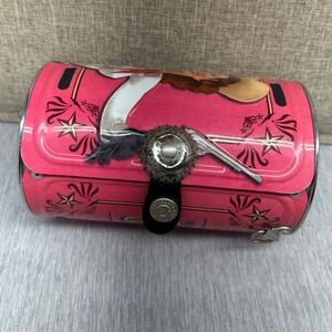 Little Earth Recycled Tin Purse Pink Ride Em Cowboy Cowgirl Western Barrel Bag